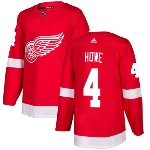 Adidas Men Detroit Red Wings #4 Gordie Howe Red Home Authentic Stitched NHL Jersey->detroit red wings->NHL Jersey